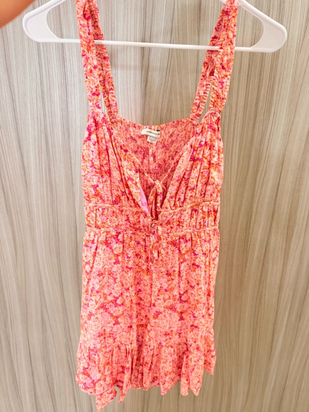American Eagle Pink Floral Smocked Mini Sundress Size XS